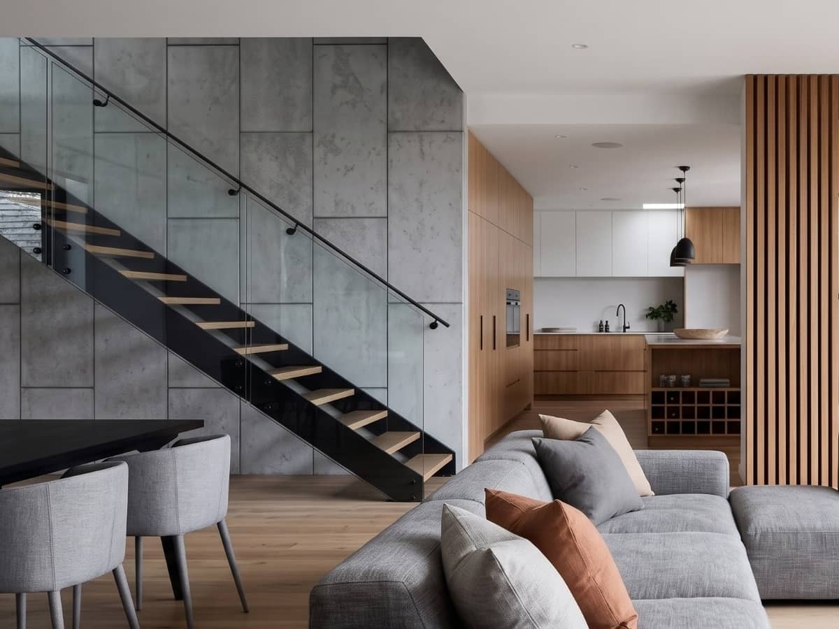 Vista aérea de una promoción residencial de alto standing con diseño arquitectónico moderno y líneas estructurales precisas